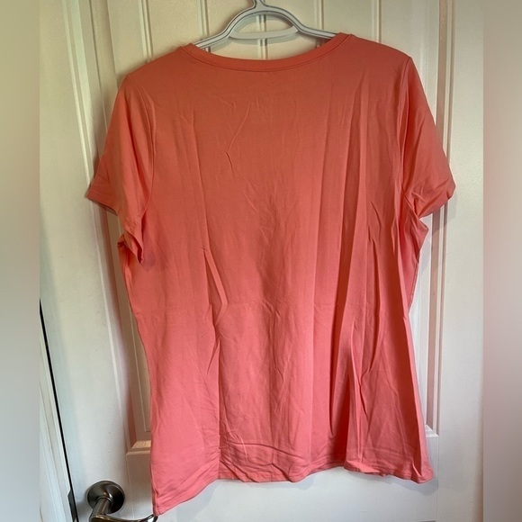 Nwot Belle by Kim Gravel Twist front Tee PEACH Large - Picture 5 of 7